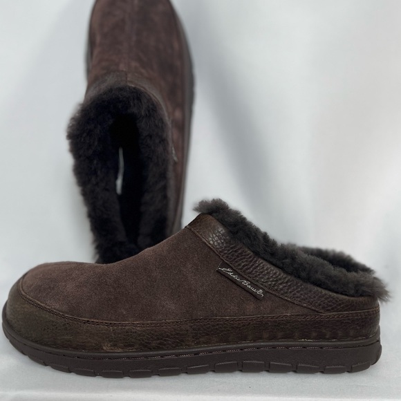 NEW / Eddie Bauer Moc Toe Mule Clogs Brown Leather Slip On - Picture 3 of 5